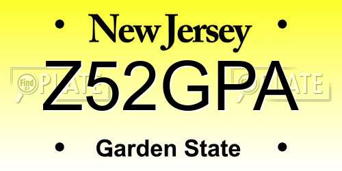 Z52GPA New Jersey License Plate