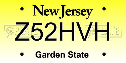 Z52HVH New Jersey License Plate