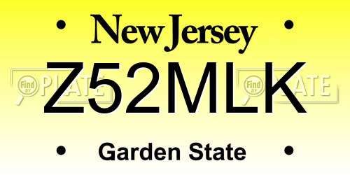 Z52MLK New Jersey License Plate