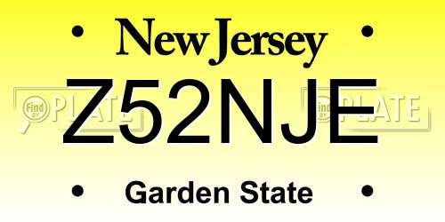 Z52NJE New Jersey License Plate