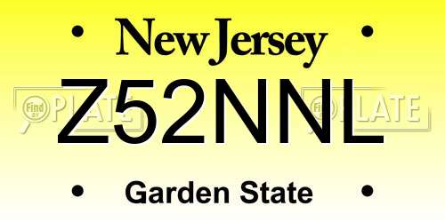 Z52NNL New Jersey License Plate