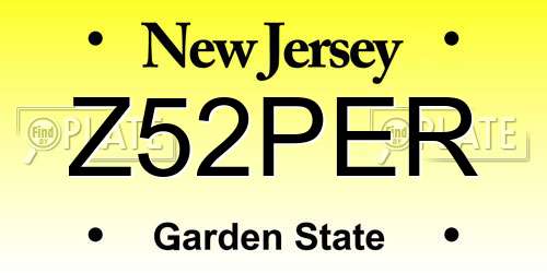 Z52PER New Jersey License Plate