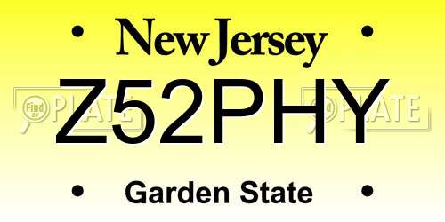 Z52PHY New Jersey License Plate