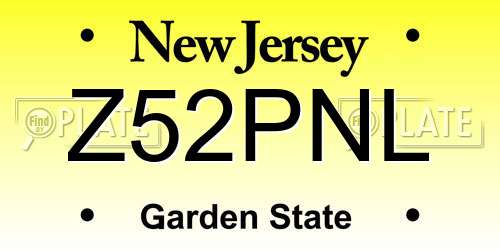 Z52PNL New Jersey License Plate