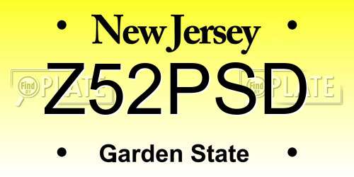 Z52PSD New Jersey License Plate