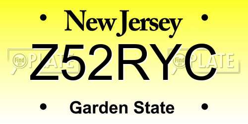 Z52RYC New Jersey License Plate