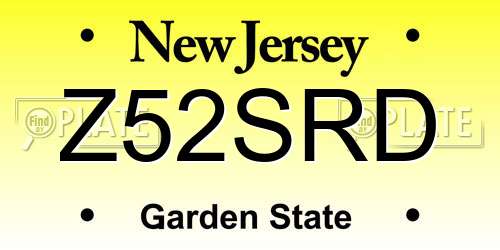 Z52SRD New Jersey License Plate