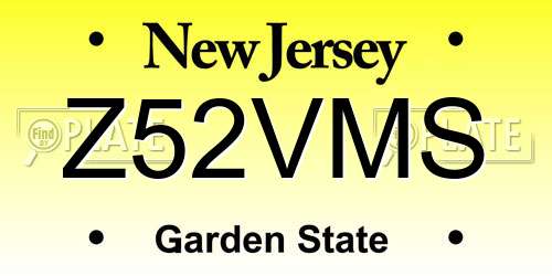 Z52VMS New Jersey License Plate