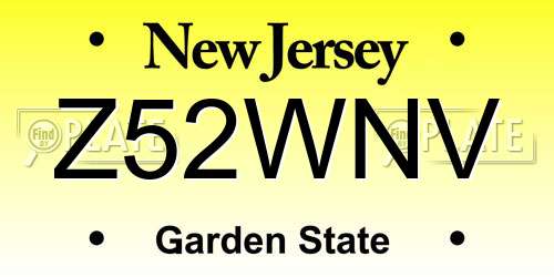 Z52WNV New Jersey License Plate