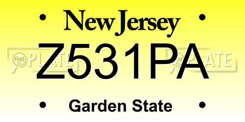 Z531PA New Jersey License Plate