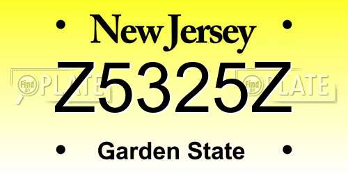 Z5325Z New Jersey License Plate