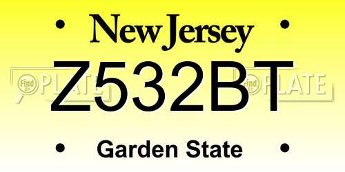 Z532BT New Jersey License Plate