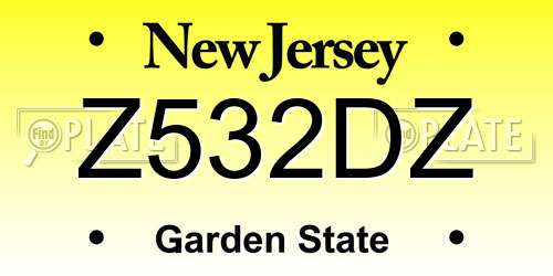 Z532DZ New Jersey License Plate