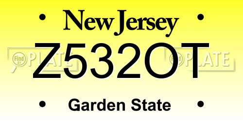 Z532OT New Jersey License Plate