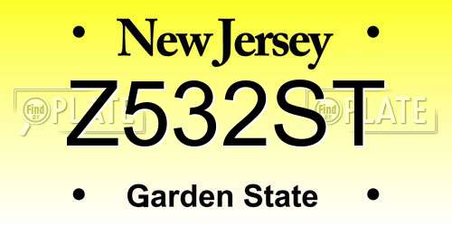 Z532ST New Jersey License Plate