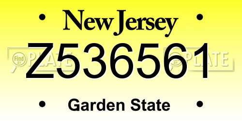 Z536561 New Jersey License Plate