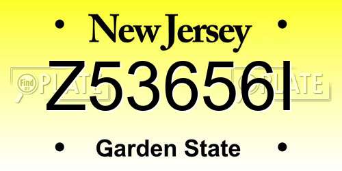 Z53656I New Jersey License Plate