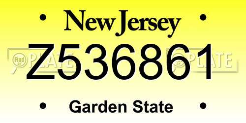 Z536861 New Jersey License Plate