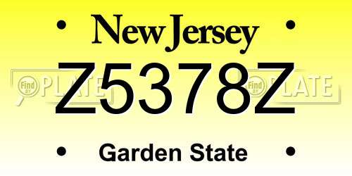 Z5378Z New Jersey License Plate
