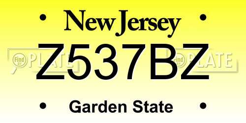 Z537BZ New Jersey License Plate