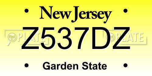 Z537DZ New Jersey License Plate