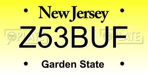 Z53BUF New Jersey License Plate