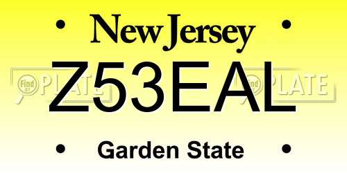 Z53EAL New Jersey License Plate