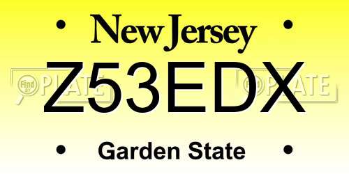 Z53EDX New Jersey License Plate