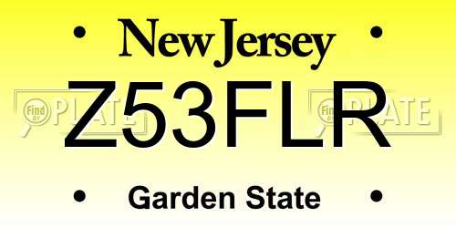 Z53FLR New Jersey License Plate