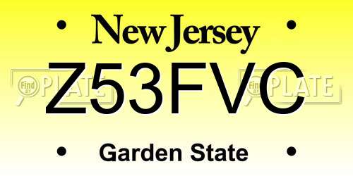 Z53FVC New Jersey License Plate