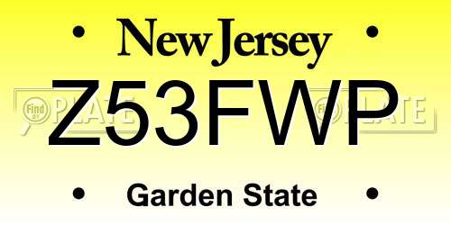 Z53FWP New Jersey License Plate