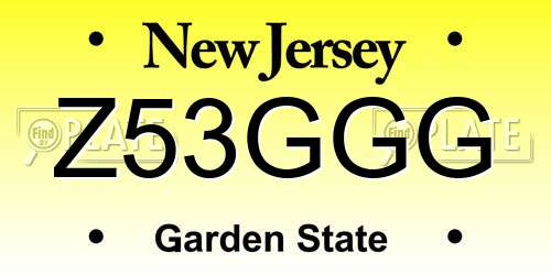 Z53GGG New Jersey License Plate