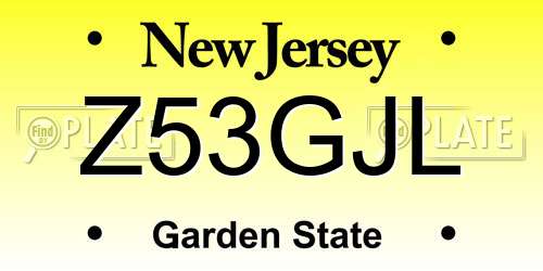 Z53GJL New Jersey License Plate