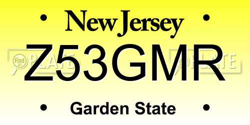 Z53GMR New Jersey License Plate