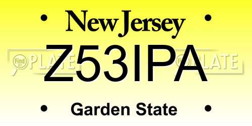 Z53IPA New Jersey License Plate