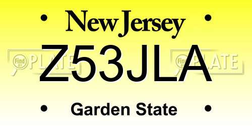 Z53JLA New Jersey License Plate