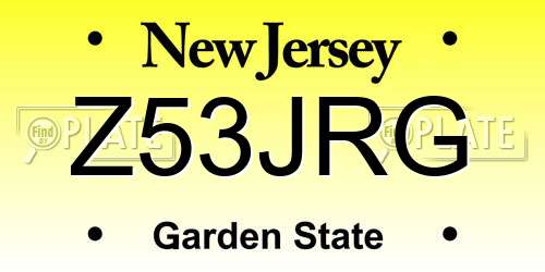Z53JRG New Jersey License Plate