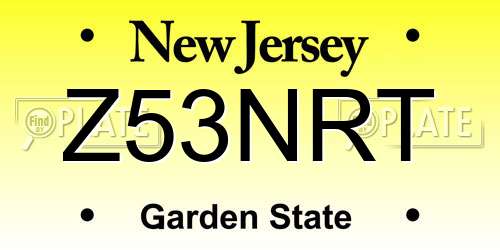Z53NRT New Jersey License Plate