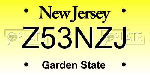 Z53NZJ New Jersey License Plate