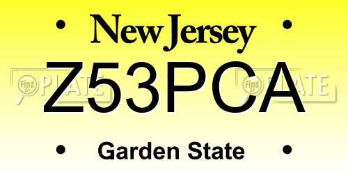 Z53PCA New Jersey License Plate