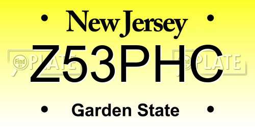 Z53PHC New Jersey License Plate