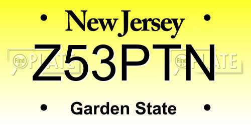 Z53PTN New Jersey License Plate