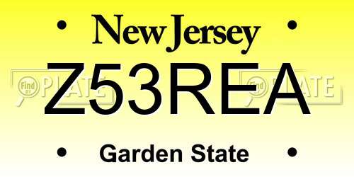 Z53REA New Jersey License Plate