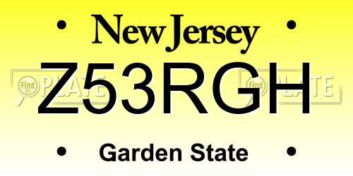 Z53RGH New Jersey License Plate