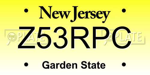 Z53RPC New Jersey License Plate