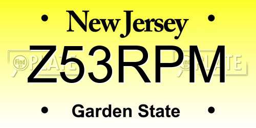 Z53RPM New Jersey License Plate