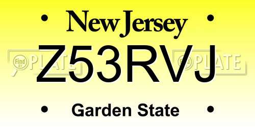 Z53RVJ New Jersey License Plate