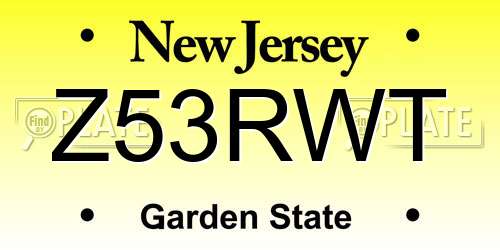 Z53RWT New Jersey License Plate