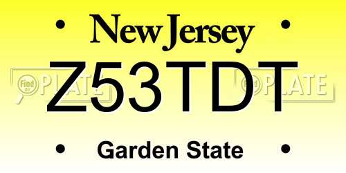Z53TDT New Jersey License Plate