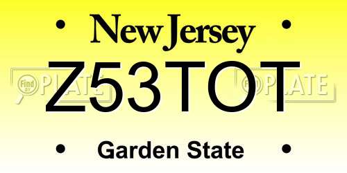 Z53TOT New Jersey License Plate